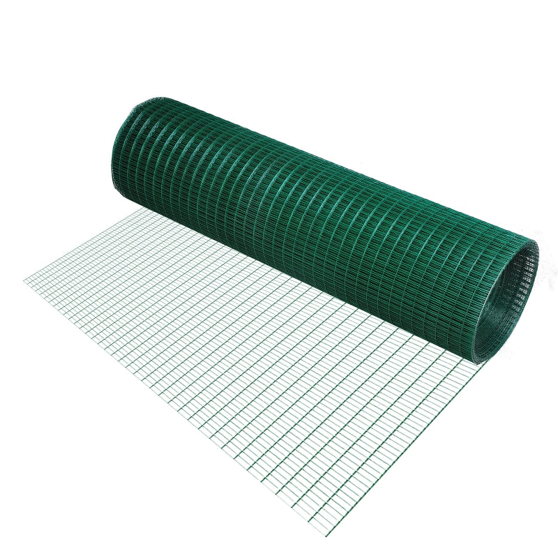 Pawhut PVC Chicken Coated Welded Wire Mesh 30m-Dark Green