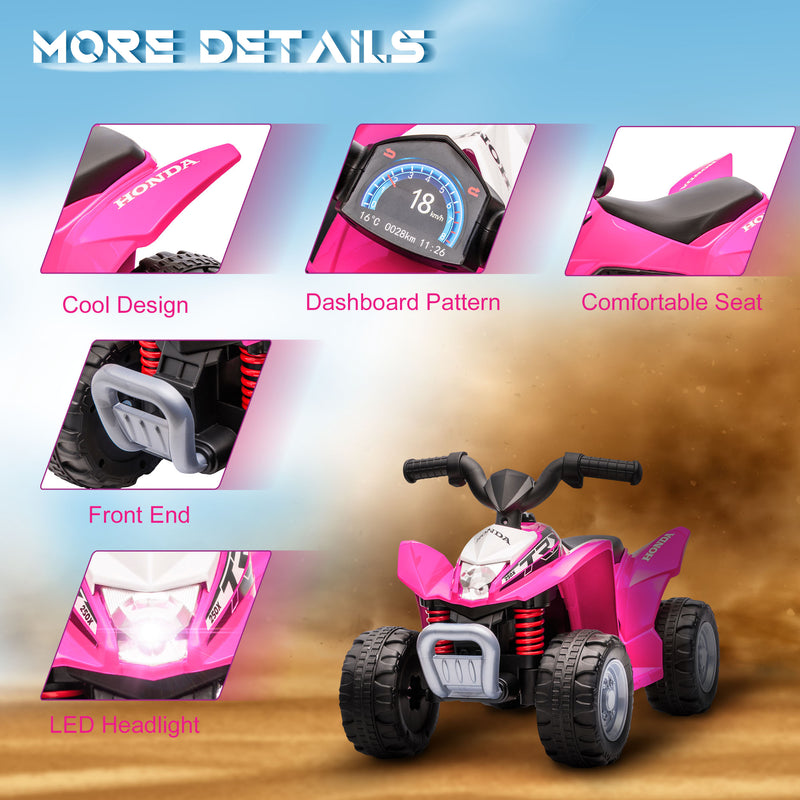 Aiya Play Kids Electric Ride On Honda Quad Bike 6v - Pink