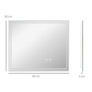 kleankin Dimmable Bathroom Mirror with LED Lights, 3 Colours, Defogging Film