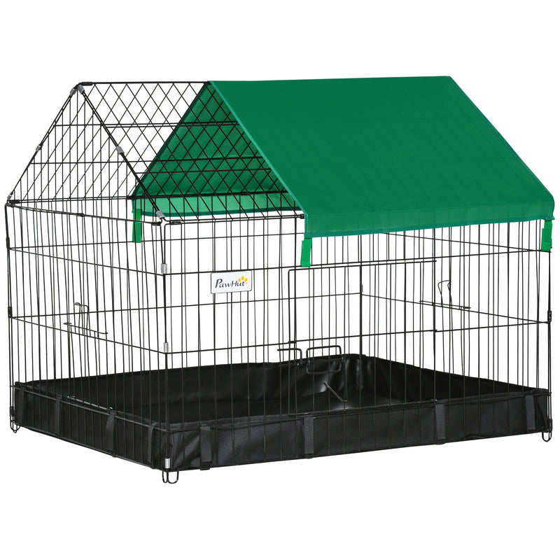 PawHut Rabbit Cage Guinea Pig Small Animal Playpen Water Proof Roof 90x75x75 cm