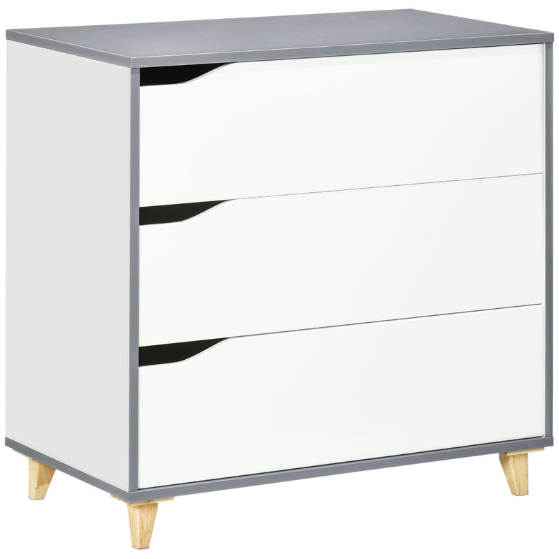 HOMCOM Chest of Drawers, 3 Drawer Unit Storage Organiser for Bedroom, White