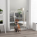 PawHut 74-100cm Adjustable Metal Pet Gate Safety Barrier w/Auto-Close Door White