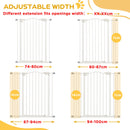 PawHut 74-100cm Adjustable Metal Pet Gate Safety Barrier w/Auto-Close Door White