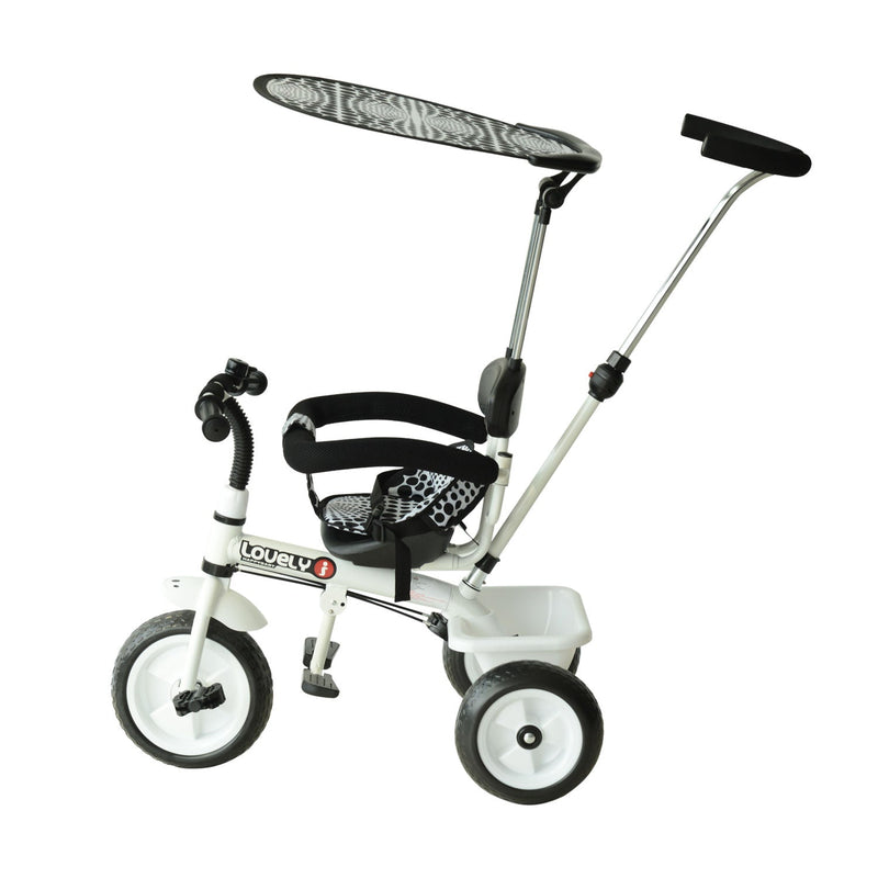 Baby Tricycle with Handle - White/Black