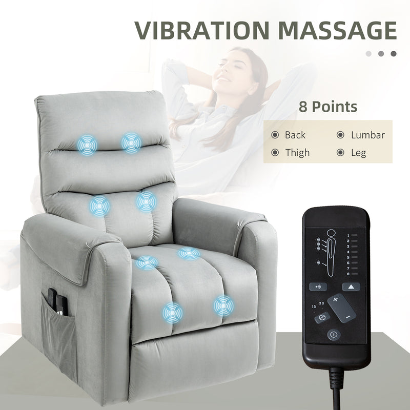 HOMCOM Power Lift Chair, Rise and Recliner Chair with Remote Control, Grey