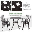 Outsunny Patio Cast Aluminium 5 PCS Brown Dining Table & 4 Chairs Set Outdoor Garden Furniture