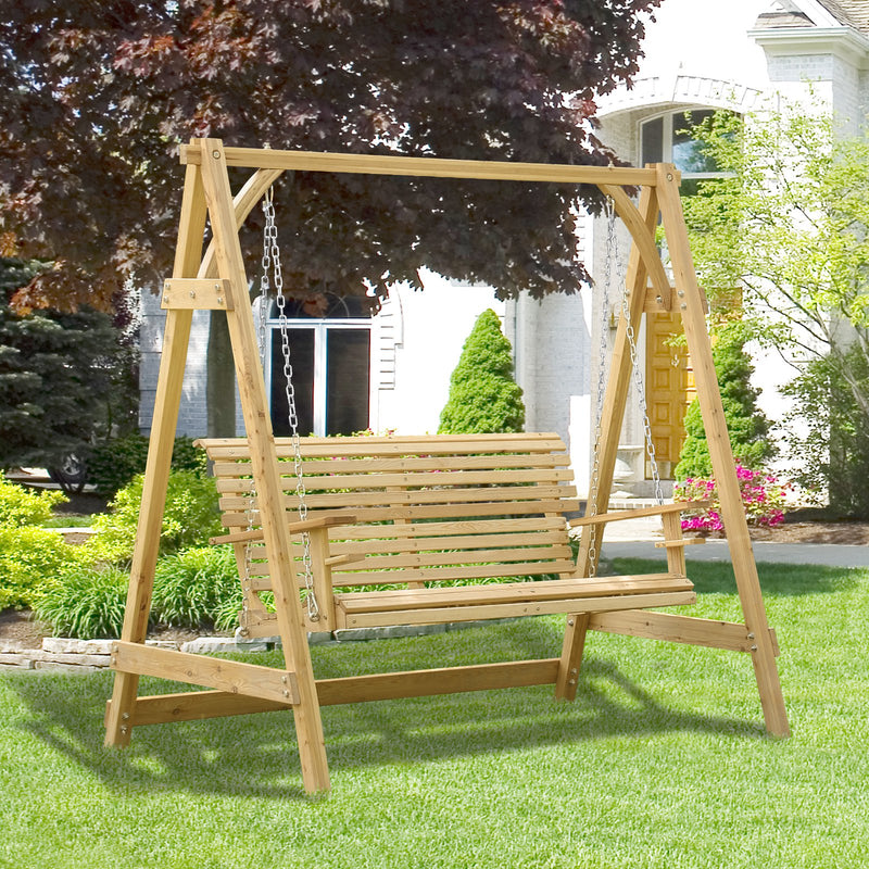 Outsunny 2 Seater Wooden Swing Bench
