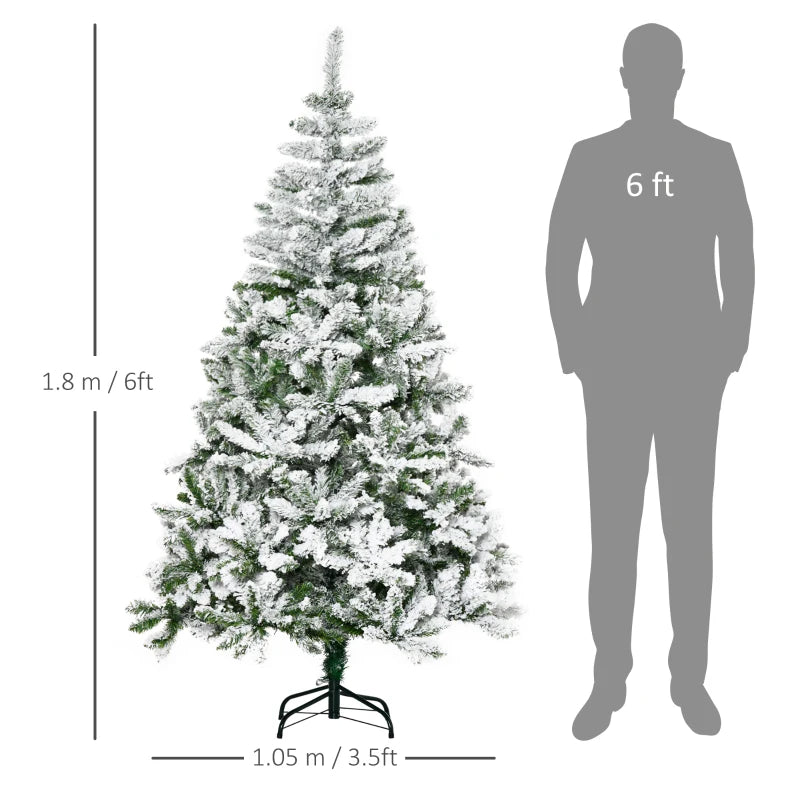 HOMCOM Christmas Tree Snow Flocked 6'