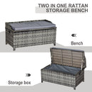 Outsunny Rattan Storage Bench Grey