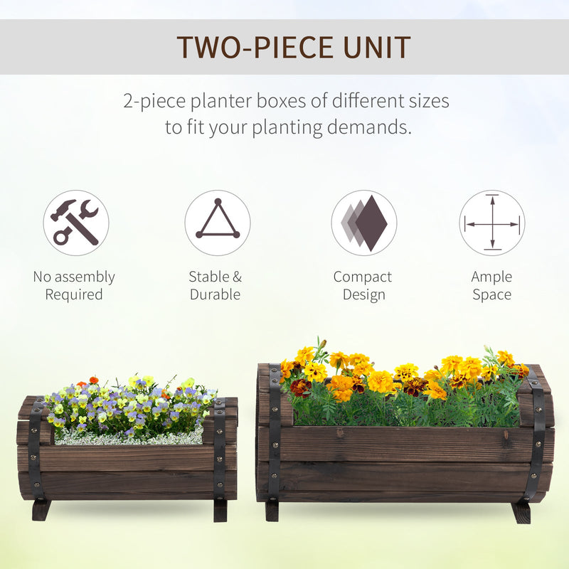 Outsunny 2PCs Wooden Flower Plant Pot