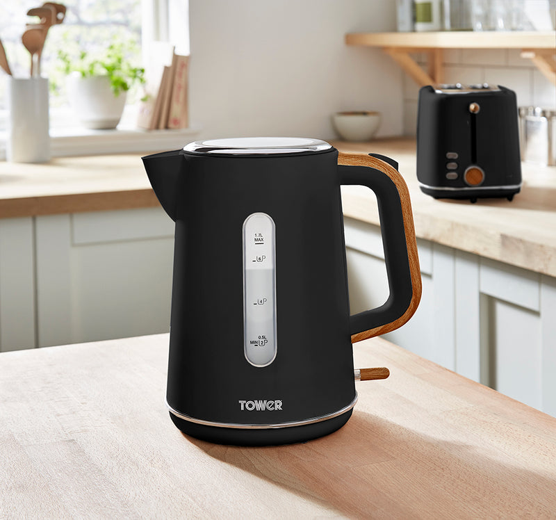 Scandi Kettle And Toaster Black TowerScandi Black Jug Kettle