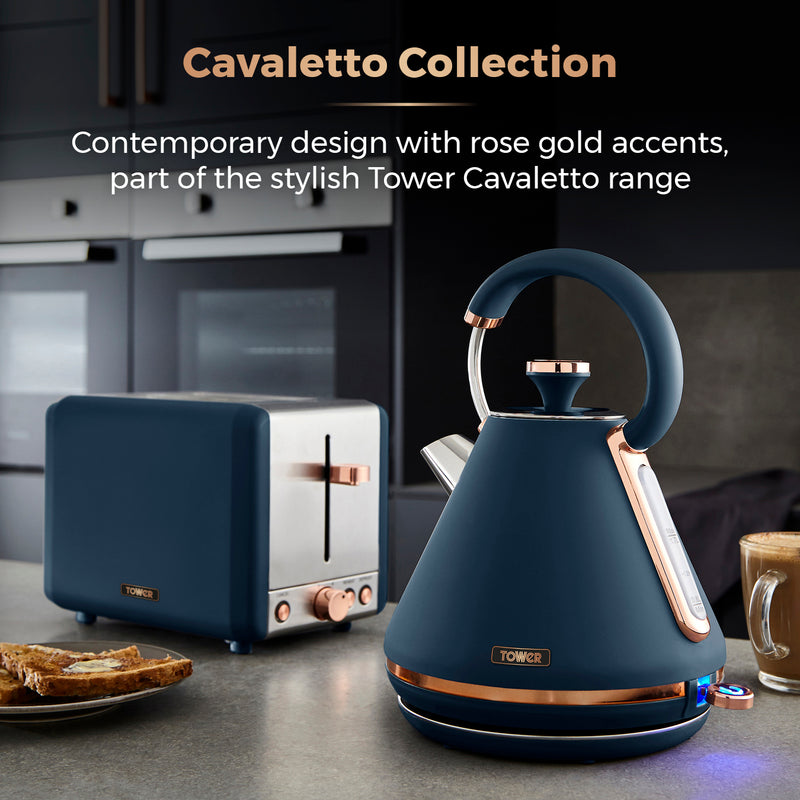 Tower Cavaletto 3KW 1.7 Litre Pyramid Kettle - Midnight Blue