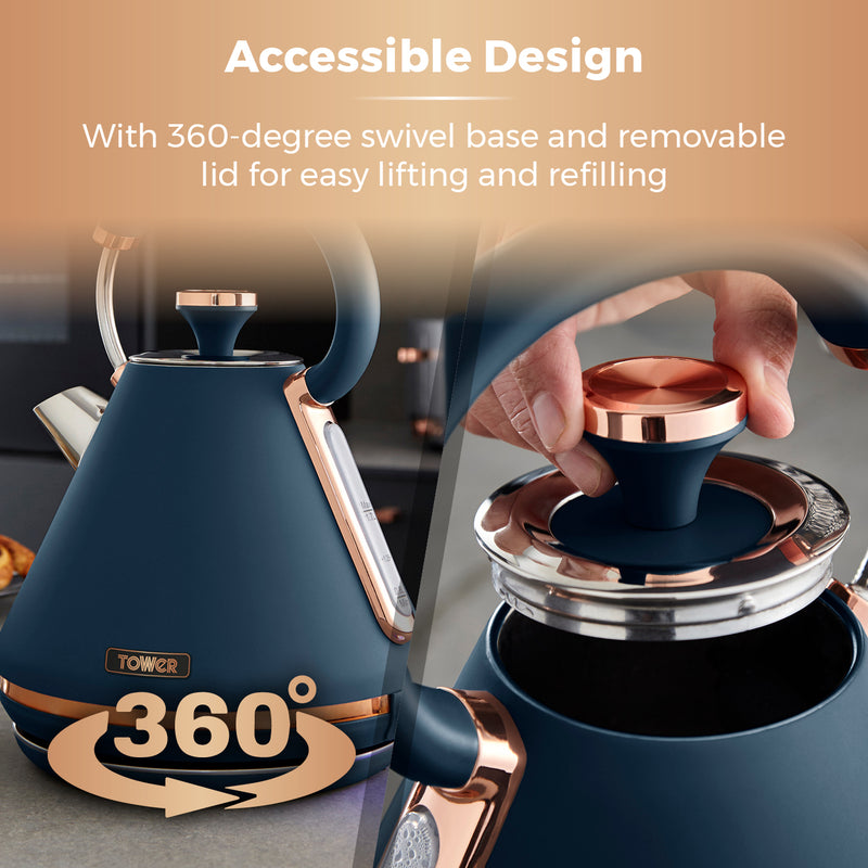 Tower Cavaletto 3KW 1.7 Litre Pyramid Kettle - Midnight Blue
