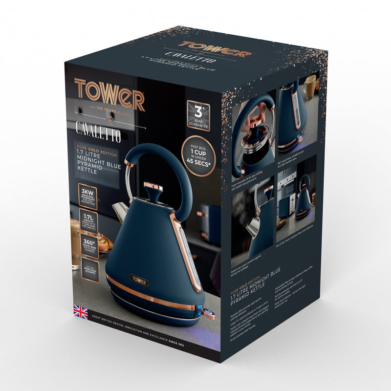 Tower Cavaletto 3KW 1.7 Litre Pyramid Kettle - Midnight Blue