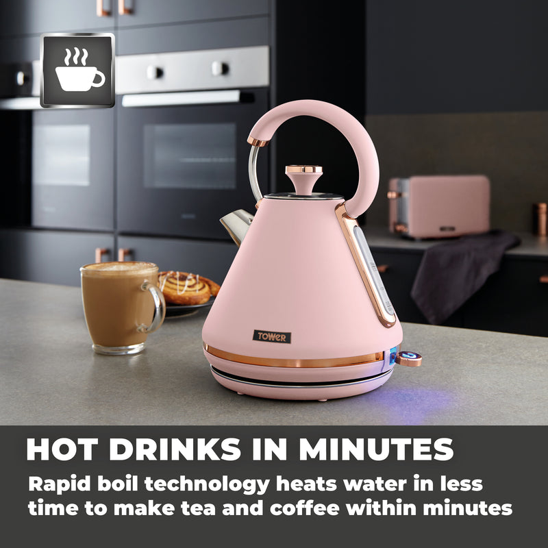 Tower Cavaletto 3KW 1.7 Litre Pyramid Kettle - Pink