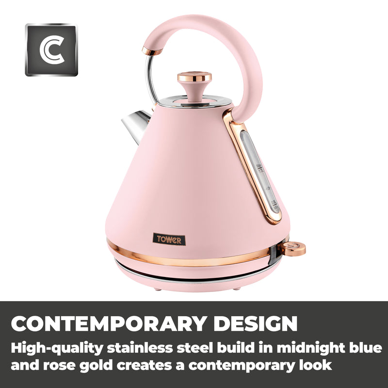 Tower Cavaletto 3KW 1.7 Litre Pyramid Kettle - Pink