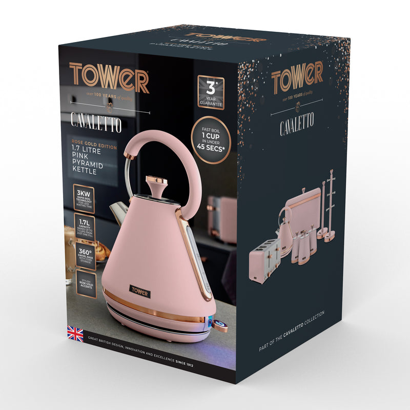 Tower Cavaletto 3KW 1.7 Litre Pyramid Kettle - Pink