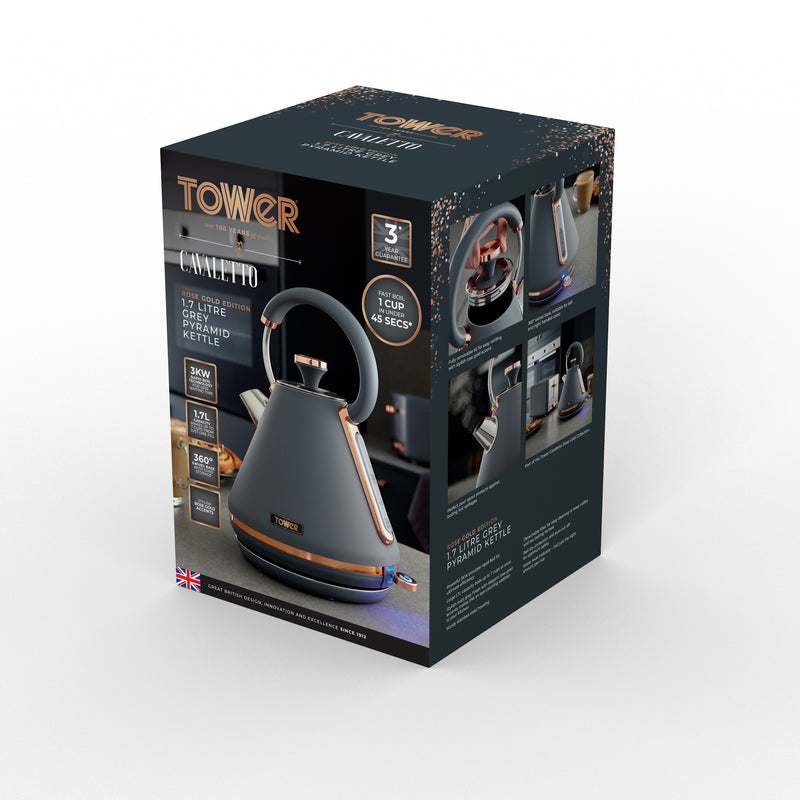 Tower Cavaletto 3KW 1.7 Litre Pyramid Kettle - Grey