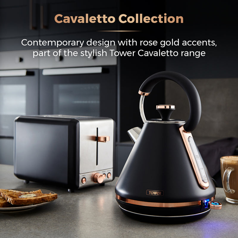 Tower Cavaletto 3KW 1.7 Litre Pyramid Kettle - Black