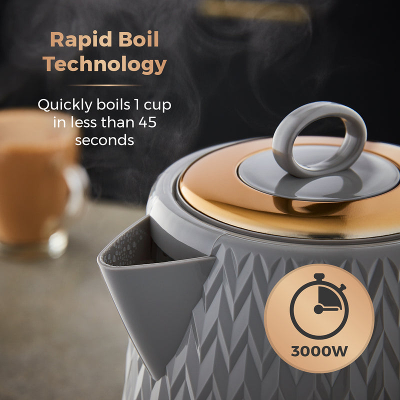 Tower Empire 3KW Kettle with Brass Accents Grey