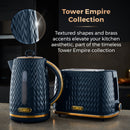 Tower Empire 3KW 1.7L Kettle with Brass Accents - Midnight Blue