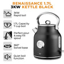 Tower Renaissance 1.7L 3KW Kettle - Black