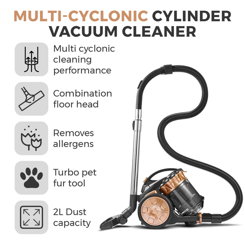 Tower Vacuum Cleaner Multi Cyclonic Cylinder Pet Cylinder Rose Gold 700W 2L