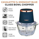 Tower Cavaletto 350W 1 Litre Glass Mini Chopper - Midnight Blue