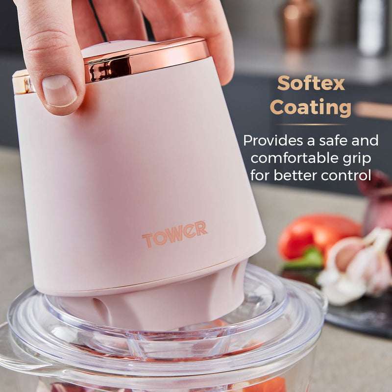 Tower Cavaletto 350W 1 Litre Glass Mini Chopper - Pink