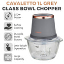 Tower Cavaletto 350W 1 Litre Glass Mini Chopper - Grey