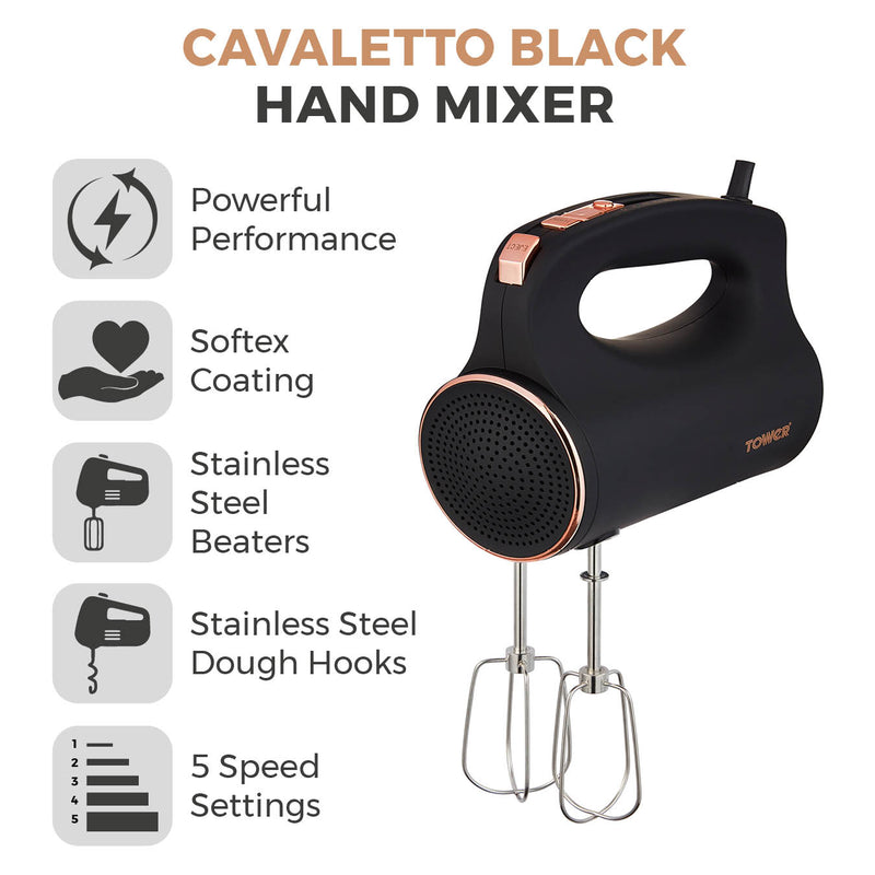 Tower Cavaletto 300W Hand Mixer - Black