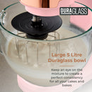 Tower Cavaletto 1000W Stand Mixer with 5L Glass Bowl - Pink