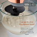 Tower Cavaletto 1000W Stand Mixer with 5L Glass Bowl - Grey