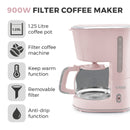 Tower Scandi 900W 1.25 Litre Coffee Maker - Pink