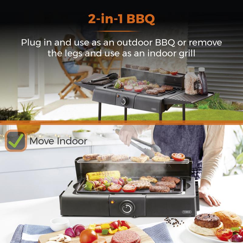 Tower Standing Electric BBQ Grill - Black