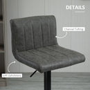 HOMCOM Adjustable Barstools Set Of 2, Swivel Counter Bar Chairs, Bar Stools With Footrest, PU Leather, Gas Lift, Grey