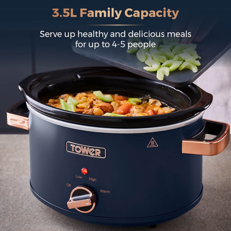 Tower Cavaletto 3.5 Litre Slow Cooker - Midnight Blue