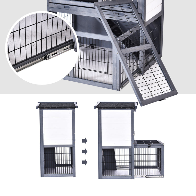 Pawhut Rabbit Hutch Grey