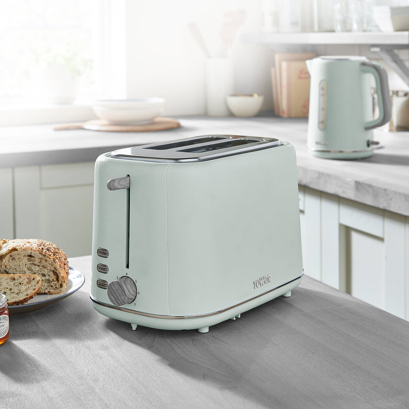 Tower Scandi 2 Slice Toaster - Pastel Green