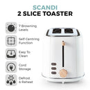 Tower Scandi 2 Slice Toaster - White