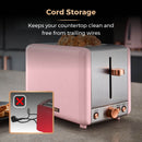 Tower Cavaletto 2 Slice Stainless Steel Toaster - Pink