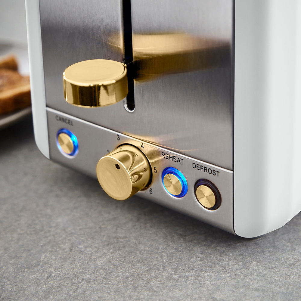 Tower Cavaletto Slice Stainless Steel Toaster White