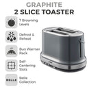 Tower Belle Collection 2 Slice Toaster - Grey