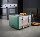 Tower Cavaletto 4 Slice Stainless Steel Toaster - Jade Green