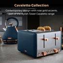 Tower Cavaletto 4 Slice Stainless Steel Toaster - Midnight Blue