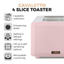 Tower Cavaletto 4 Slice Stainless Steel Toaster - Pink