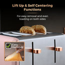 Tower Cavaletto 4 Slice Stainless Steel Toaster - Pink