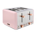 Tower Cavaletto 4 Slice Stainless Steel Toaster - Pink
