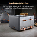 Tower Cavaletto 4 Slice Stainless Steel Toaster - Grey