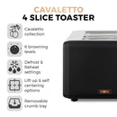 Tower Cavaletto 4 Slice Stainless Steel Toaster - Black